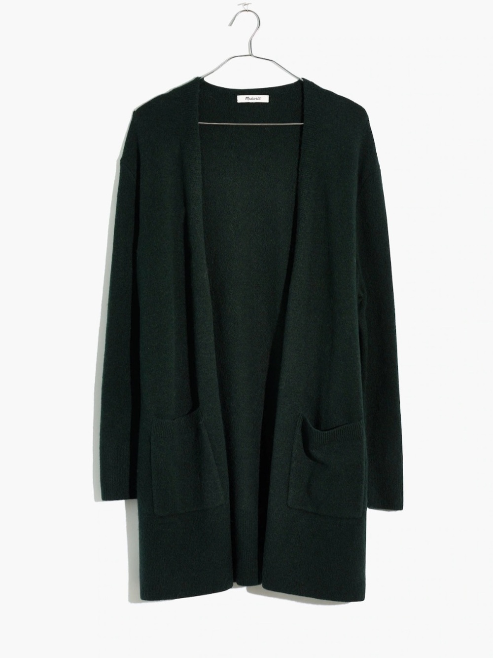 Madewell Dark Green Open-Front Pocket Cardigan